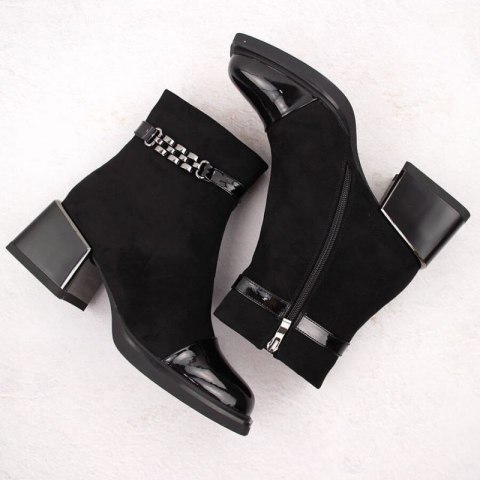 Botki D&A S.Barski na ozdobnym obcasie Premium Collection W MR880-018 OLI269A
